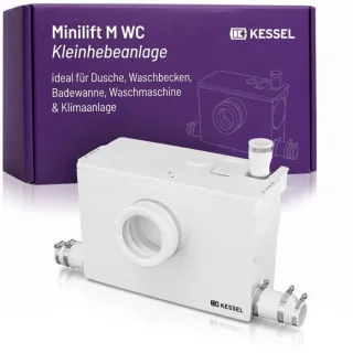 KESSEL Minilift M WC Kleinhebeanlage 28521 für WC mit Schneidwerk – Abwasserhebeanlage für Schwarzwasser (WC, Dusche, Waschbecken), kompakt, steckerfertig, 750 W