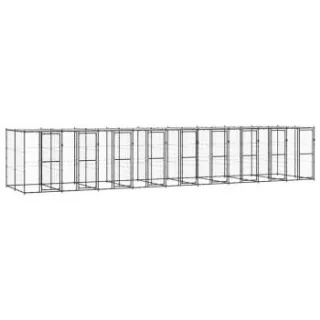 VidaXL Outdoor-Hundezwinger Stahl mit Dach schwarz 9,9 m, 2,2 m, 1,8 m