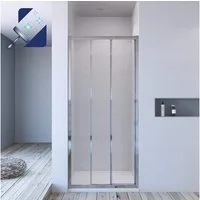 AQUALAVOS Dusch-Schiebetür Duschabtrennung Schiebetür 3 teilig Gleittür Nischentür Glas Duschwand, 85x195 cm, 6 mm Sicherheitsglas Klarglas mit Nano Beschichtung, Integrierter Griff, Vollrahmung für hohe Stabilität und Dichtigkeit