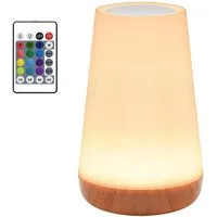 TUWENA LED Nachttischlampe Nachtlicht Touch Dimmbar Tischlampe USB Aufladbar mit Fernbedienung, Hellbraun mit Timing Funktion 13 Farben und 4 Modi