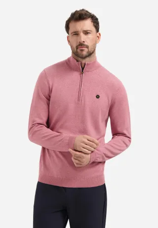 No Excess - Pullover SU Collar Half Zip 2 Coloured Melange old pink - Gr. - M