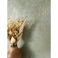 Newroom Vliestapete Lonza Sage Tapete Glanztapete Ornamente,Metallic, Grün Tapete Vintage Ornamente - Glanztapete Mustertapete Salbei Gold Retro Glamour Metallic für Schlafzimmer Wohnzimmer Küche, Mustertapete