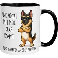 Momentals Tasse Hund – „Wer nicht mit mir klar kommt“ – Lustiger Geschenk Mann Frau, Gratis Versand · Links-&Rechtshänder · Spülmaschinenfest
