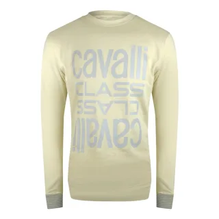 Cavalli Class Sweatshirt Mit Mehreren Logos In Beige Und Sand