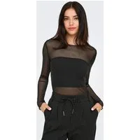 JDY Langarmshirt JDYELSA NEW L/S O NECK TOP JRS NOOS leicht transparenter Look