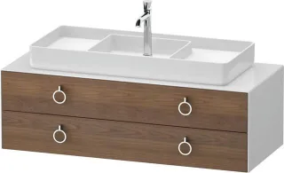 Duravit White Tulip Konsolenwaschtischunterbau wandhängend Amerikanischer Nussbaum & Weiß Matt & Hoc WT4992M77850000