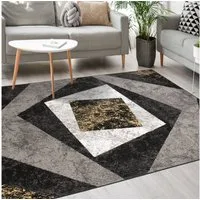 Mazovia Designteppich Modern Teppich Kurzflor Wohnzimmerteppich Robust und pflegeleicht GRAU, 80 x 150 cm, Fußbodenheizung,Allergiker geeignet,Farbecht,Pflegeleicht,Geometrisch