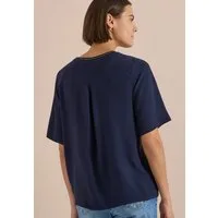 CECIL Shirtbluse Streifendetail am Ausschnitt, Viskosequalität