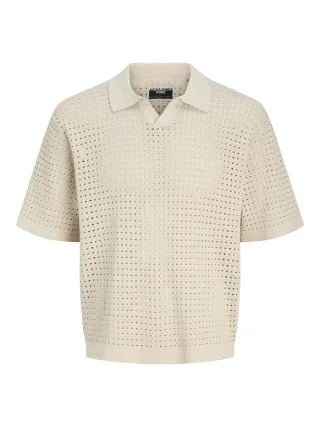 JACK&JONES - JCOSHIMMER KNIT POLO SS moonbeam - Gr. - L