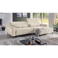 Massivart® Ecksofa Cord 277 cm / Cordsofa LOGAN / Sitztiefenverstellung / Nosagfederung, Kopfteilverstellung · Rücken echt bezogen · 2 Nierenkissen