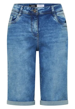 CECIL - Wide Leg Jeansshorts im Loose Fit light blue washed - Gr. - 31