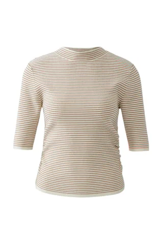 Oui - Streifenpullover weiß - Gr. - 42
