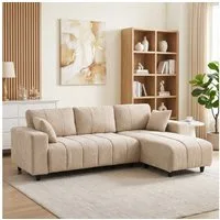 HOMCOM Ecksofa Sofa in L-Form, gepolstert, Umkehrbare Chaiselongue, 242x156x87cm, Couchgarnitur 1 Teile, für Wohnzimmer, Beige