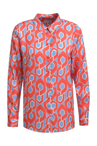 Milano Italy - shirt blouse 1/1 sleeve red print - Gr. - 38