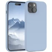 EAZY CASE Handyhülle Premium Silikon Case für Apple iPhone 15 6,1 Zoll, Slimcover mit Displayschutz Hülle Bumper Case kratzfest Etui Hellblau