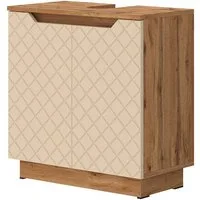 Vicco Waschbeckenunterschrank Lotta, Eiche/Kaschmir mit Kachelstruktur, 58.9 x 62.1 cm mit 2 Türen (1-St)