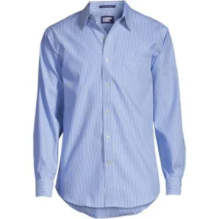 CLASSIC FIT Gemustertes, bügelleichtes Pinpointhemd, Herren,  Blau, Baumwolle, by Lands' End