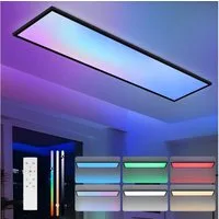 ZMH LED Deckenleuchte mit Smart RGB Hintergrundbeleuchtung Panel Flach Quadratisch/Rund, Dimmbar, LED fest integriert, Tageslichtweiß