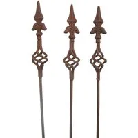 Deko-Impression Gartenstecker 3er Set Gartenstab, Rankstab, Rosenstab, gedr. Spitze Eisen Rost,115 (3-St)