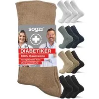 sogzz Diabetikersocken 6-12 Paar Herren 100% Baumwolle ohne Gummi ohne Naht Diabetiker Socken (Ohne Gummibund, 12-Paar)