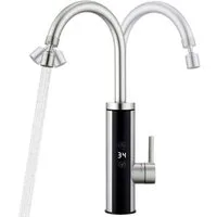 HOMELODY Küchenarmatur mit Durchlauferhitzer, Wasserhahn 360° drehbar,3-Stufen Touchregelung spültischarmatur küche,Elektrische Durchlauferhitzer,Gebürstet