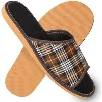 filsko Vejen Herren offen Hausschuh kariert, Slip-On, Open-Toe, samtweich