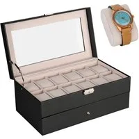 shelfmade Uhrenbox Uhren Aufbewahrung Uhrenbox Uhrenkoffer Uhrenkasten "Zürich", schwarz