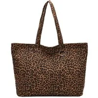 ITALYSHOP24 Schultertasche XXL Damen Leo Tasche Shopper Canvas Tote Bag Weekender Beuteltasche, Leopard Print Umhängetasche Tragetasche Shopping Henkeltasche Reise