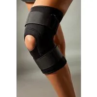 Lorey Medtec Kniebandage Neopren-Kniestütze mit Stahlfedern, Patellaaussparung & Gurtsystem