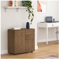 en.casa Sideboard, »Paarl« mit 2 Türen und 2 Schubladen 74x79x36 cm Walnussoptik