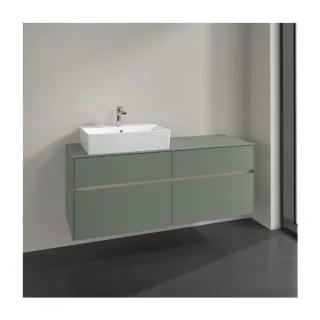 Villeroy und Boch Collaro Waschtischunterschrank C132B0AF 140x54,8x50cm, Waschtisch links, LED-Beleuchtung 10,4W, soft green