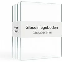 K-Möbel Glasvitrine Glasboden Standvitrine 1-türig 4er Set (4-St) Inkl Abdeckkappen und Bodenträger