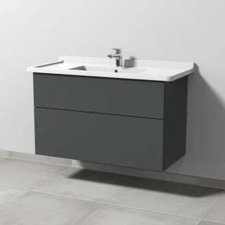 Sanipa 3way Waschtischunterbau zu Duravit Starck 3 Waschtisch mit 2 Auszügen, Anthrazit-Matt SM71222