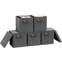 Woltu Aufbewahrungsbox (5 St), faltbare Stoffboxen 5 Stück, mit Griffen Metallrahmen