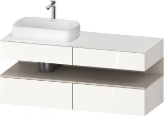 Duravit Qatego Konsolenwaschtischunterbau wandhängend Weiß Hochglanz 1400x550x600 mm - QA47650912200 QA4765091220010