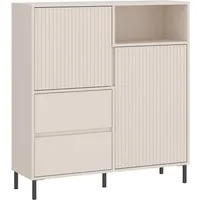 Lomadox Highboard AMELIA-129, Regal 105,4 cm Kaschmir mit Rillen 2 Türen 2 Schubladen