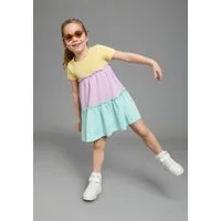 KIDSWORLD Jerseykleid - Volantkleid für kleine Mädchen festliche Anlässe, kniefreie Länge, verspielter Stil