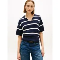 Tommy Hilfiger Strickpullover CO FULL NEEDLE POLO SS SWT mit V-Ausschnitt