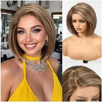 LuxusKollektion Kunsthaarperücke Perücke Synthetische Lace Front Braun T-Teil-Spitze Gemischtes Braun
