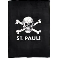 Wohndecke FC St. Pauli - Fleecedecke Totenkopf 150x200cm - schwarz, FC St. Pauli