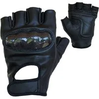 PROANTI Motorradhandschuhe PROANTI fingerlose Leder Chopper Motorradhandschuhe mit Protektor