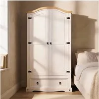 IDIMEX Kleiderschrank CAMPO Kleiderschrank mit Schubladen Kiefer Holzschrank weiß/natur