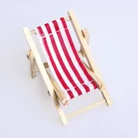 Deko AS Dekoobjekt Mini-Liegestuhl aus Holz – 15 cm, Rot-weiß gestreift, 3 Stück (3 St., 1 Set mit 3 Stück), klappbar