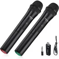 Insma Mikrofon 2x Wireless Tragbares Funkmikrofon Set, Handmikrofon Karaoke-Mikrofon