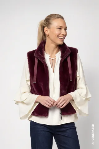 monari - Weste aus Kunstpelz dark bordeaux - Gr. - 42