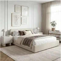 IDIMEX Polsterbett MARINI, Bett 140x200 cm mit Lattenrost Doppelbett mit Kopfteil Stoff creme