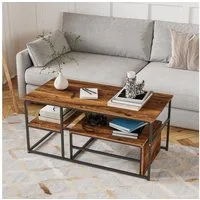 Gdood Couchtisch Rechteck Satztisch Beistelltisch stapelbarer Sofatisch (2-St., Ideal für Wohnzimmer & Büro, Platzsparendes stapelbares Design), Mit Holzmaserung Tischplatte, 105 x 52 x 48.5 cm + 60 x 45 x 28 cm
