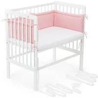 FabiMax Beistellbett Babybett Boxspring weiß lackiert, 90 x 55 cm Liegefläche, aus Buchenholz, Stufenlos höhenverstellbar 40-73 cm, Holz-Lattenrost