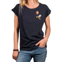 MAKAYA T-Shirt Damen-Top mit kleinem Hummel-Print – lustiges, freches Sommer-Motiv (Weiß, Rosa, Hellgrau, Grün, Dunkelgrau, Blau, 34, 36, 38, 40, 42, 44, 46, 48, 50) Baumwolle