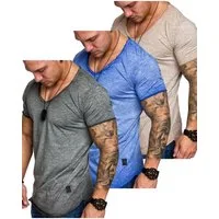 Amaci&Sons T-Shirt 3. NYC Herren 3er-Pack T-Shirts (3er-Pack) Herren Basic Oversize T-Shirt mit V-Ausschnitt